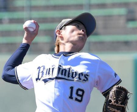 　先発し、２回２安打無失点に抑える好投を見せたオリックス・山岡（撮影・北村雅宏）