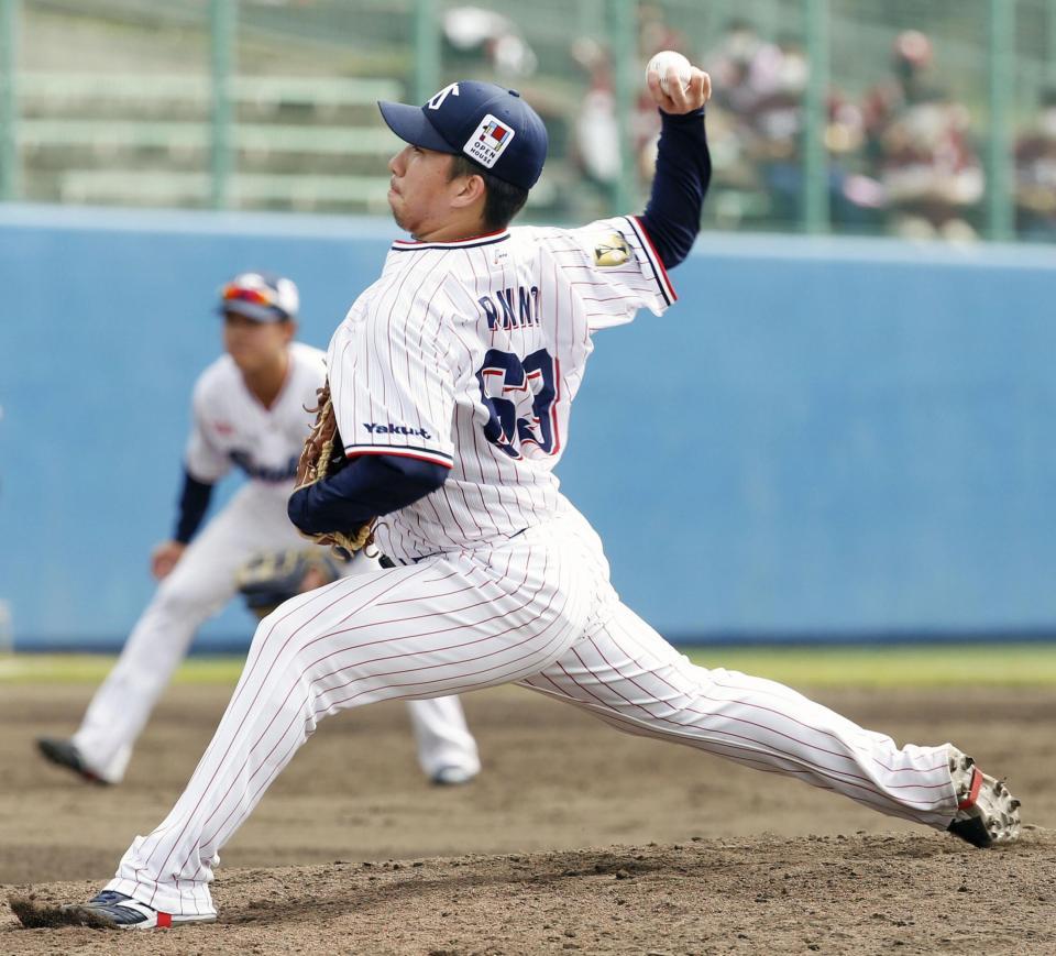 　３番手として１回を投げ、打者３人で終えた今野