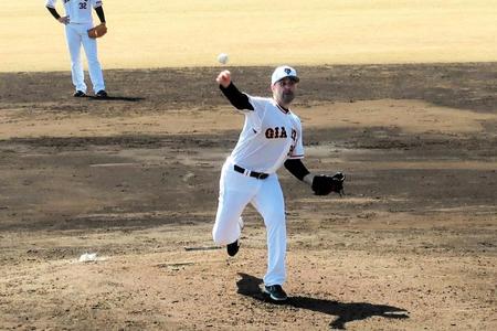 　シート打撃に登板したシューメーカー