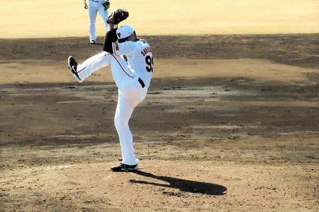 　シート打撃に登板したシューメーカー