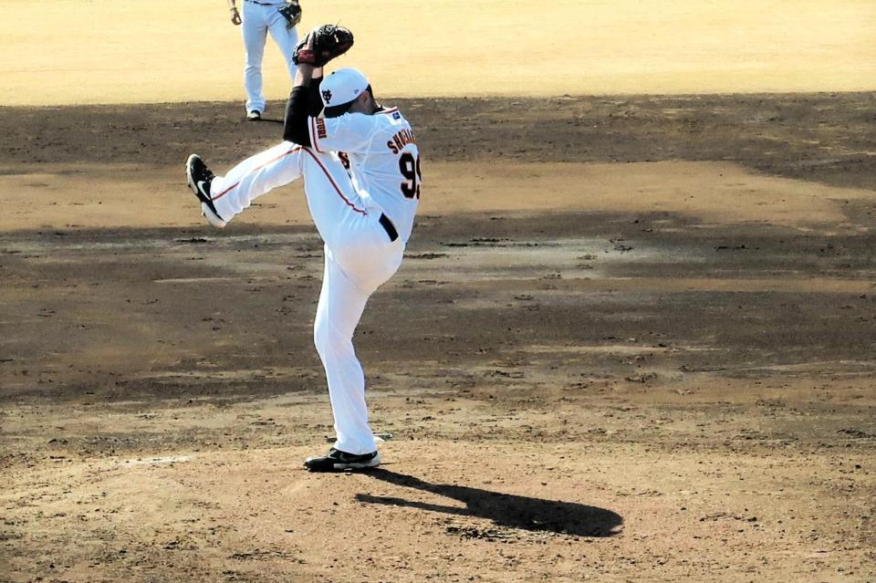 　シート打撃に登板したシューメーカー