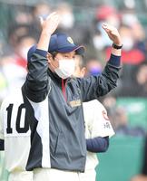 　甲子園初勝利を挙げた浦和学院・森大監督（撮影・伊藤笙子）