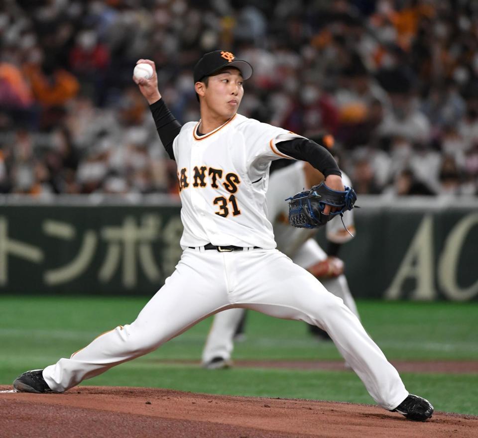 　楽天打線に立ち向かう赤星（撮影・佐藤厚）