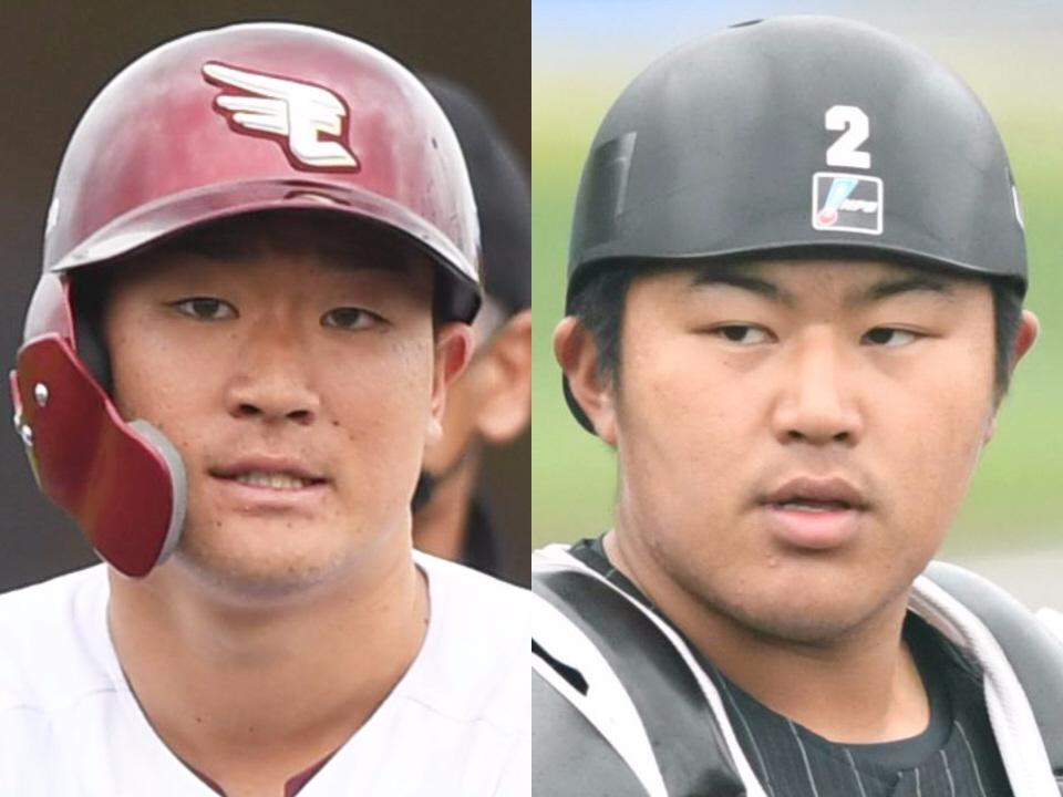 　楽天・安田（左）、ロッテ・松川