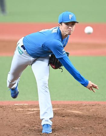 　力投する上沢（撮影・高石航平）