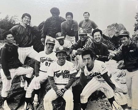 　７９年、日本ハムの名護キャンプ１年目は高橋一三、高橋直樹、村上雅則、佐伯和司ら主力投手陣が参加した（小嶋氏提供）