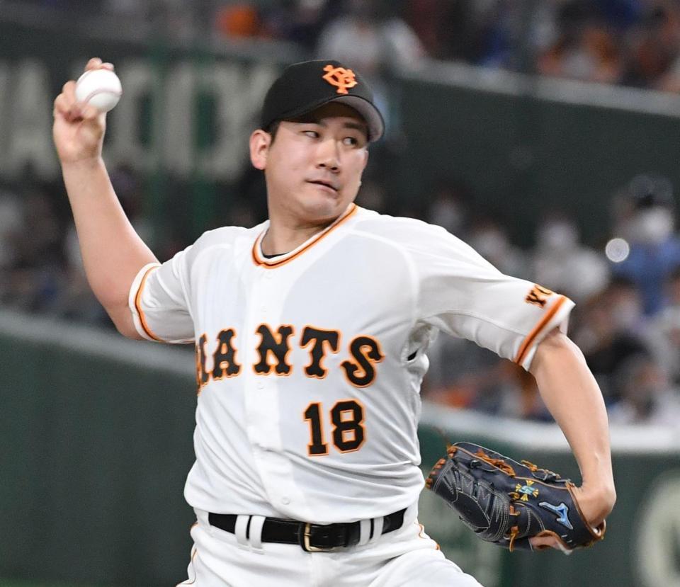 　オリックス打線相手に力投する菅野（撮影・佐々木彰尚）