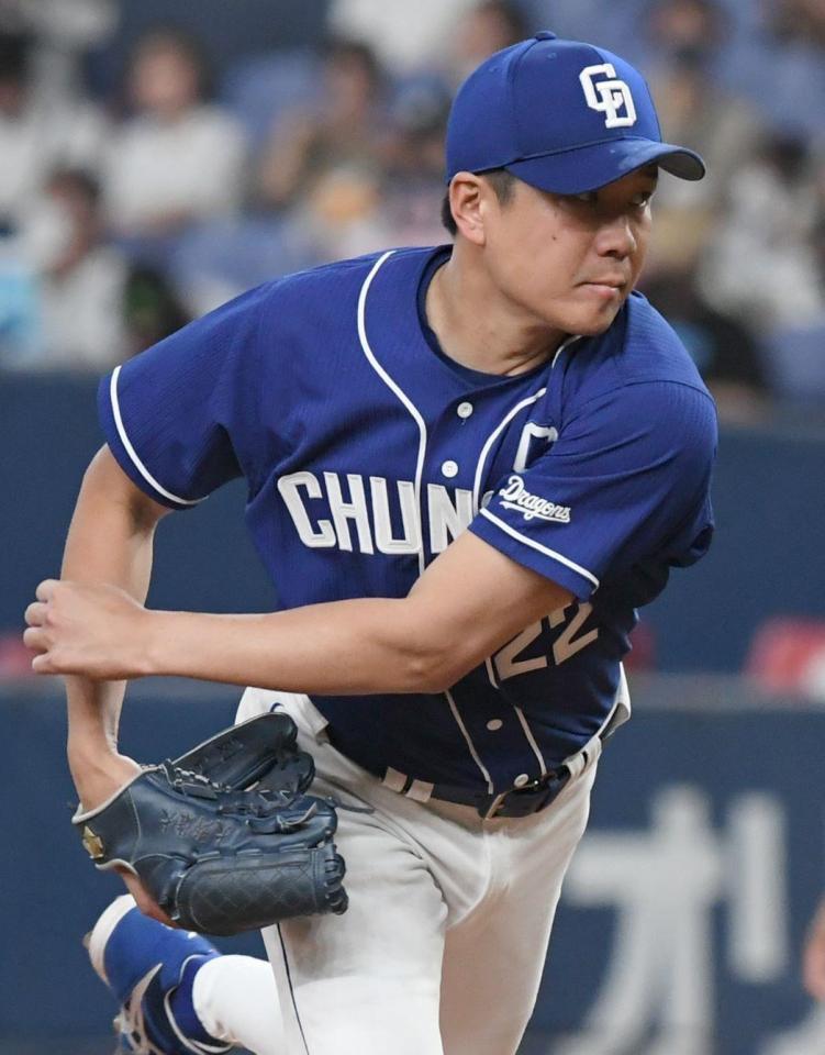 　先発し力投する大野雄（撮影・石井剣太郎）