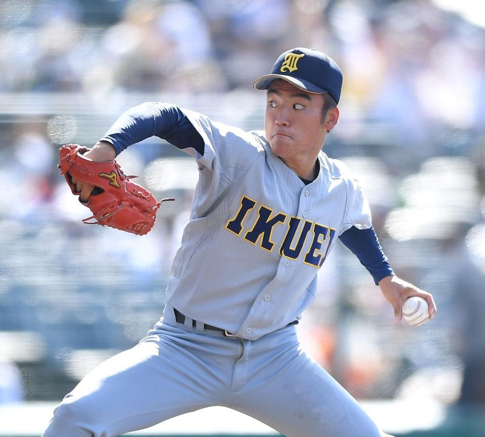 力投する仙台育英・古川翼（撮影・伊藤笙子）