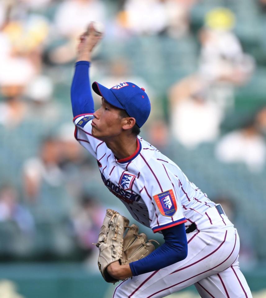 　６回、力投する下関国際・仲井慎（撮影・山口登）