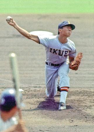 　選手権大会決勝の帝京戦で力投する仙台育英・大越＝８９年８月２２日