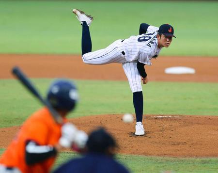 　オランダ戦に先発し、５回無失点と好投した川原（共同）