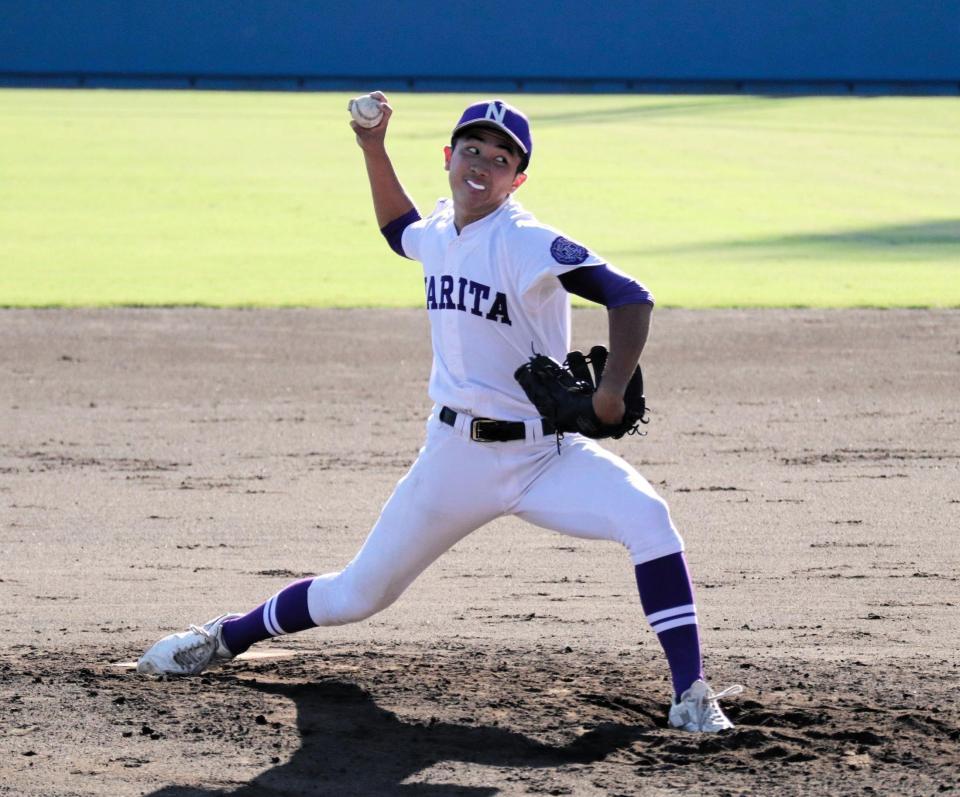 　８安打３失点で完投した成田・齋藤悠世