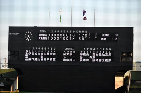 　仙台育英－大阪桐蔭のスコアボード