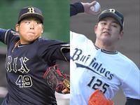 　オリックスを戦力外となった沢田（左）と榊原