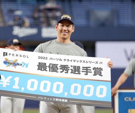 　最優秀選手に選ばれた吉田正