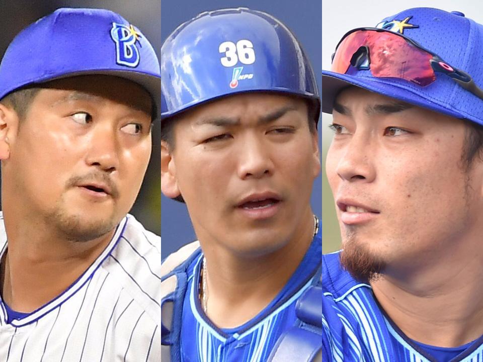 戦力外通告を受けた（左から）三上朋也、高城俊人、倉本寿彦