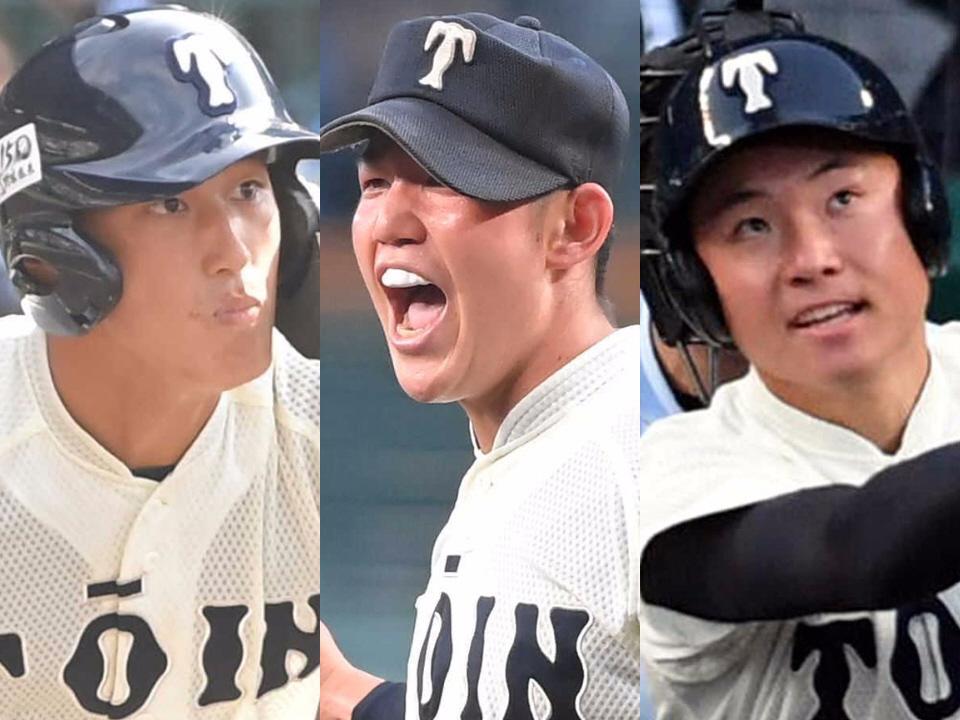 　大阪桐蔭・松尾（左）、川原（中）、海老根