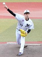 　フリー打撃に登板した佐々木朗（撮影・佐藤厚）