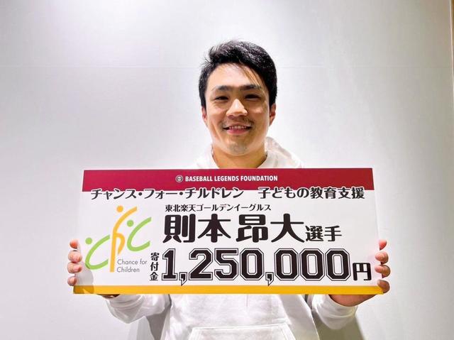 楽天・則本が４年連続の寄付活動　イニング数の１２５万円「子供たちの力になれたら」