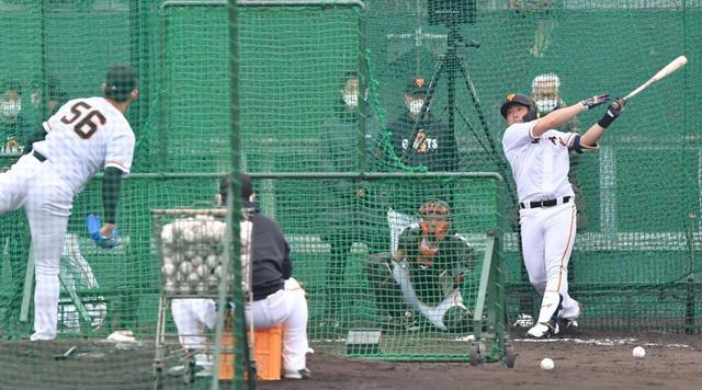 巨人・ドラ１浅野「一番感触がよかった」初のプロ相手に１９スイングで安打性２本、柵越え０も