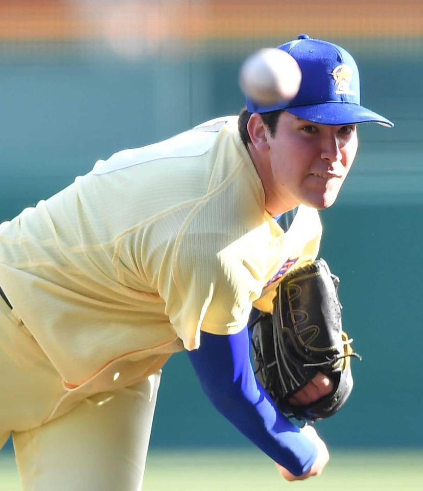 　日体大野球部入部が発表されたマーガード真偉輝キアン（２２年３月撮影）