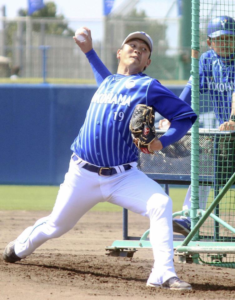 　初めて打撃投手を務めた山崎