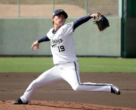 　シート打撃に登板した山岡