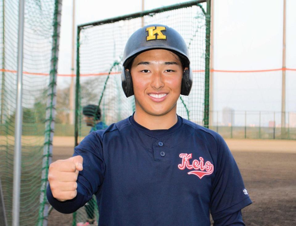 　センバツに向けて意気込む慶応・清原（撮影・森本夏未）