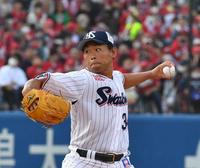 　今季初セーブを挙げた田口（撮影・佐々木彰尚）