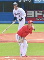 　３回、山田に同点２ランを浴びた玉村（撮影・佐々木彰尚）