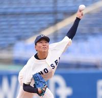 ７回無失点と好投した法大・尾﨑＝神宮球場（撮影・園田高夫）