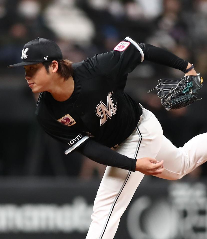 先発のロッテ・森（撮影・中島達哉）