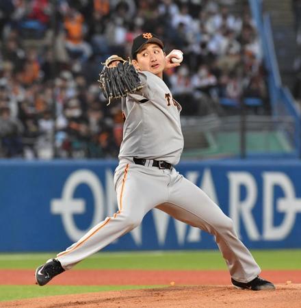 ヤクルト打線相手に好投する横川（撮影・佐々木彰尚）