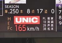 　佐々木朗が１６５キロを計測（撮影・石井剣太郎）