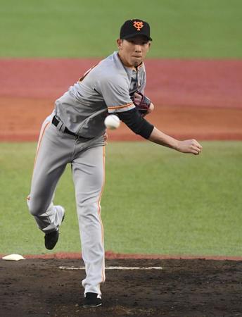 　ＤｅＮＡの強力打線を相手に力投する戸郷＝ＨＡＲＤ　ＯＦＦ　ＥＣＯスタジアム新潟（撮影・佐藤厚）