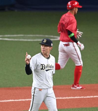 　オリックス先発の山本（撮影・飯室逸平）