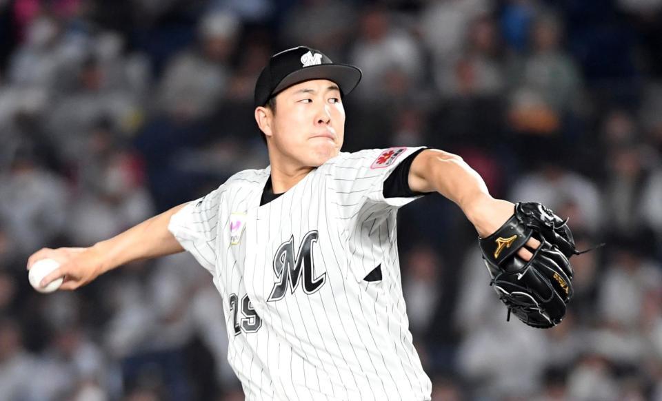 　巨人打線を相手に力投する西野（撮影・佐藤厚）