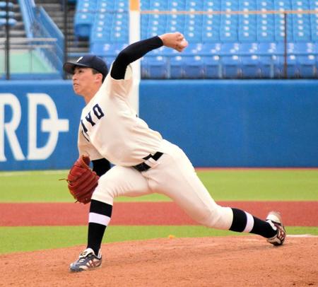 　１８５球を投げて６安打１失点で完投した東洋大・細野