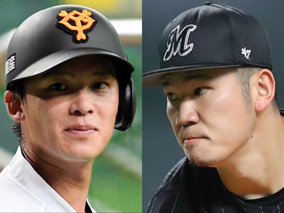 　巨人・石川慎吾（左）とロッテ・小沼健太