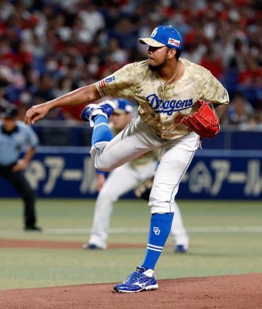 　６回１失点で来日初勝利を挙げた中日・メヒア＝バンテリンドーム