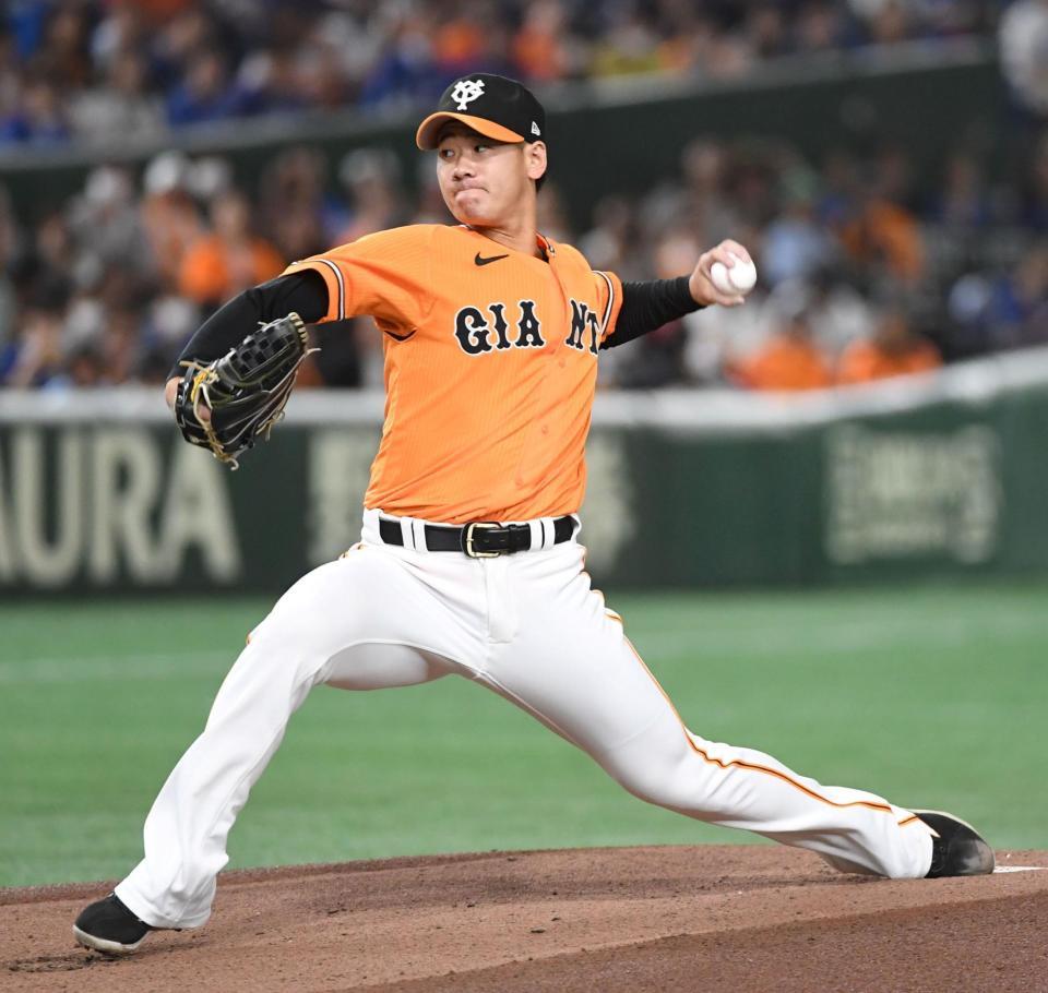 　中日打線に立ち向かう井上（撮影・佐藤厚）