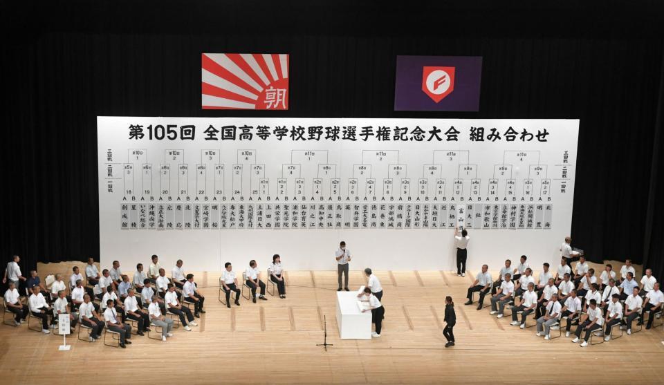 　全国高等学校野球選手権記念大会の組み合わせ抽選が行われた（撮影・石井剣太郎）