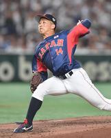 　５番手で登板し自己最速の１５８キロを計測した東洋大・細野晴希（撮影・開出牧）
