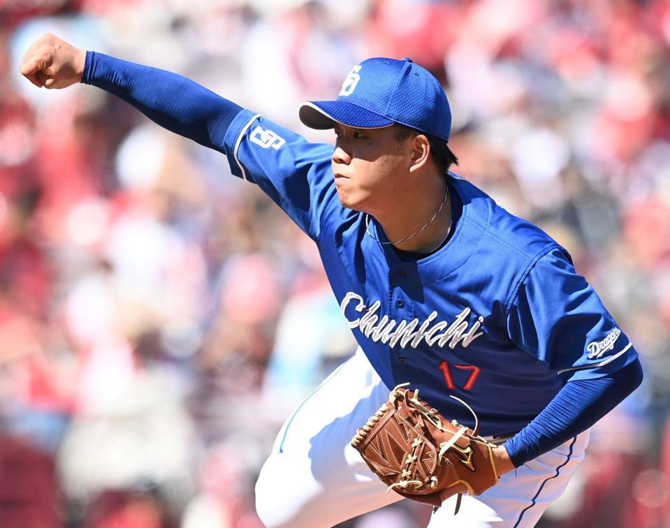 　先発し、広島打線を圧倒した柳（撮影・田中太一）