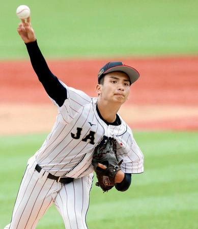 　５回パーフェクトの力投を見せた東恩納（共同）
