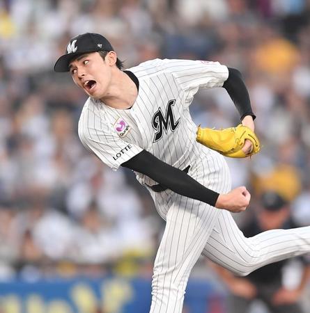 　復帰マウンドで気迫の投球を見せる佐々木朗（撮影・開出牧）