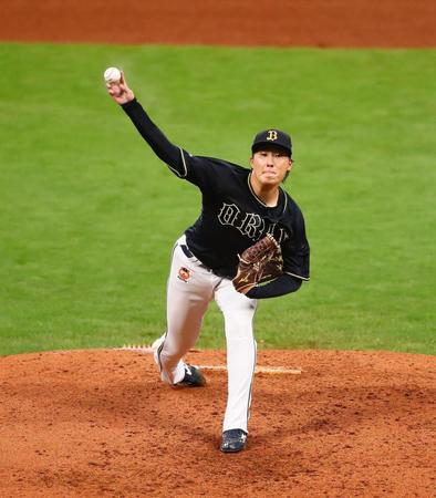 　５回、日本ハム打線に快投を続ける東（撮影・中島達哉）