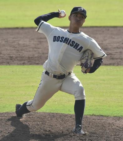 　五回途中から登板した同大・真野凜風