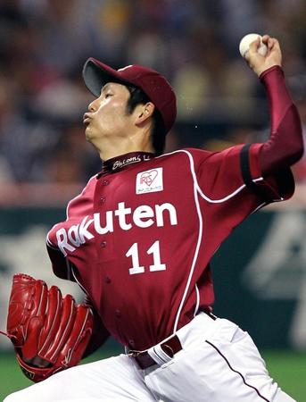 　プロ初先発初登板初勝利を飾った塩見＝２０１１年５月５日